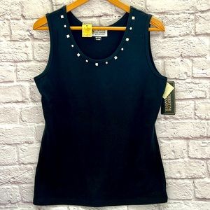 Christine Alexander Black tank with Swarovski jewels